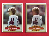 (2) 1980 Topps Phil Simms Rookie Cards