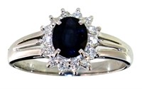 Platinum .96 ct Natural Sapphire & Diamond Ring