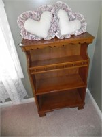 Small Wood Shelf, Heart Pillows