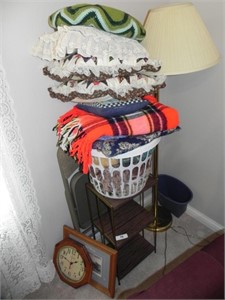 Small Shelf, Floor Lamp, Folding Chair, Clock,
