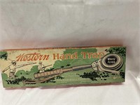 Vintage western hand trap in original box by the