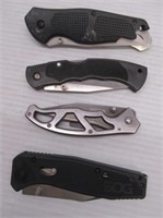 (4) Folding knives. Brands include Sog, Gerber,