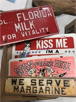 License plate tin signs