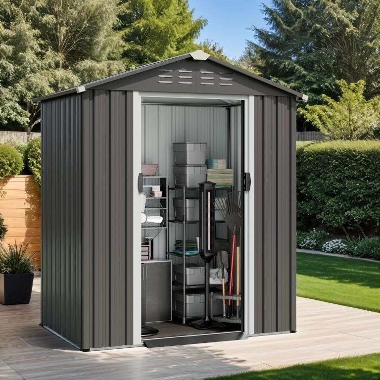 E8602  Outdoor Storage Shed, 5X3 FT, Grey