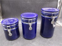 Blue Canisters with Hinged Sealing Lids