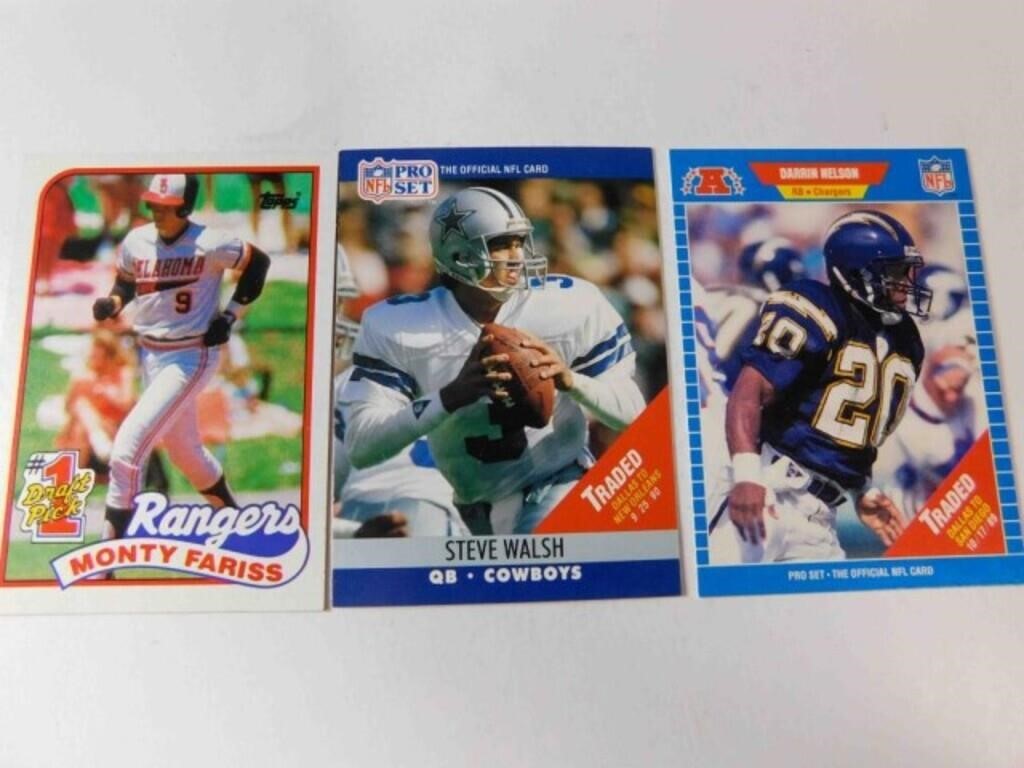 3 variety football & baseball cards