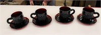 Set of 6 Avon ruby Cape Cod cups & saucers