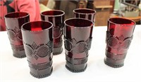 Lot of 6 Avon Cape Cod ruby glasses