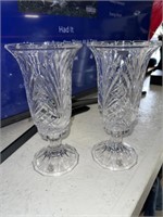 2-PC CRYSTAL GLASS CANDLE HOLDER X2
