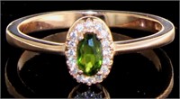 Rose Toned Natural Chrome Diopside Halo Ring