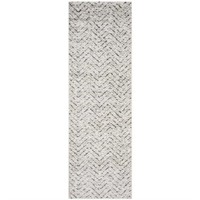 Ivory/Charcoal 3ftx10ft Chevron Runner Rug