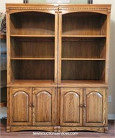 Two Large Oak Bookcases w/ Lights