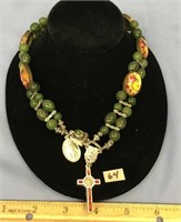 Beautiful jade bead necklace with crucifix