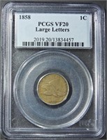 1858 LL FLYING EAGLE CENT PCGS VF-20