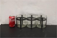 Triple Glass & Metal Candle Holders