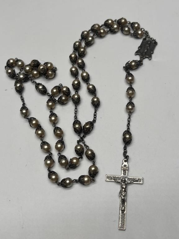 Antique Sterling Silver Rosary Prayer Beads