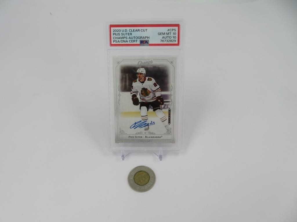 Pius Suter 2020 UD Clear Cut, carte hockey gradée