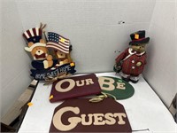 Group Lot of Signs, Decor, Decorative Bear