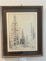 Original Pencil Art With Trees
