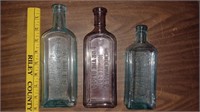 3 antique medicine bottles REMEDY c 1890-1910