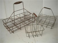 3 Metal Milk Baskets