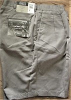 NOS HAGGAR Techstyle Brown Pleated Shorts sz 42