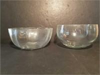 Two Clear Glass Serving Bowls.