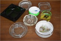 8 Ashtrays. Glass, Tiger, Bob Marley