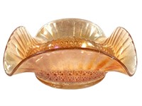 Marigold Carnival Glass Bowl / 4 Sided 6.5 x 6.5