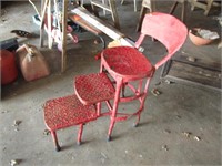 RED PAINTED STEP STOOL CHAIR