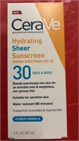 In date CeraVe sunscreen, hydrating sheer spf 30,