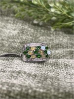 Ethiopian Opal & Chrome Diopside Sterling Ring