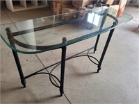 Black Rod Iron Side Table Glass Top 18inWx49 1/4in