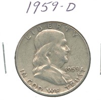 1959-D Franklin Silver Half Dollar