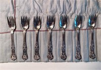7 Tiffany & Co. Silverplate Forks, Monogramed