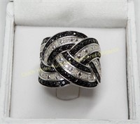 Sterling silver black & white diamond (1.00cts)