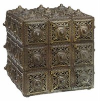 PIERCED BRASS CUBE WITH RAISED BOSSES