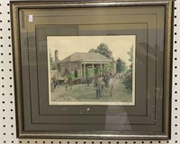Framed Civil War print - General Lee on his horse,