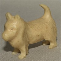 Vtg "Wash 44" Signed Carved Bone Dog Figure