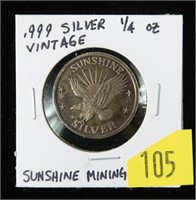 .999 Silver 1/4 oz. vintage Sunshine Mining