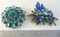 2 Blue Brooches
