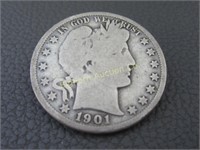 Barber 1901-S Silver Half Dollar