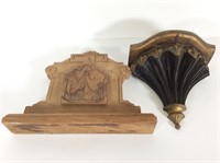 (2) Wall Mount Architectural Wood Pieces
