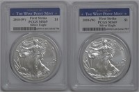 2 - 2018-W ASE Silver Eagles PCGS MS69