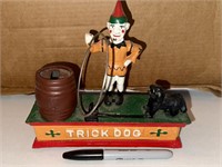 Cast Iron Trick Dog Circus Clown Mechanical Bank