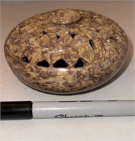 Carved Stone Incense Burner Bowl Trinket Box