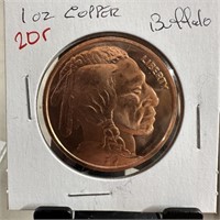 1OZ COPPER BULLION ROUND BUFFALO