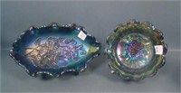Two Imperial Purple Carnival Glass Items