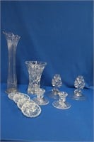 Pinwheel 8" vase, four Pinwheel 3.5" coasters and