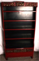 CHINESE RED LACQUERED BOOKCASE EARLY 20TH C.